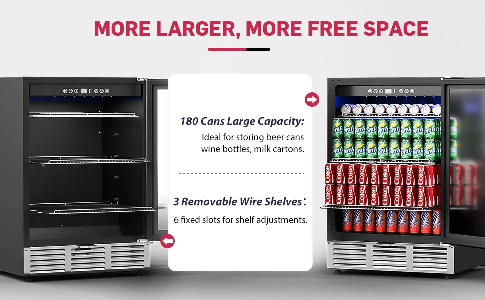 24Inch 180 Can Built-in Beverage Cooler Fridge