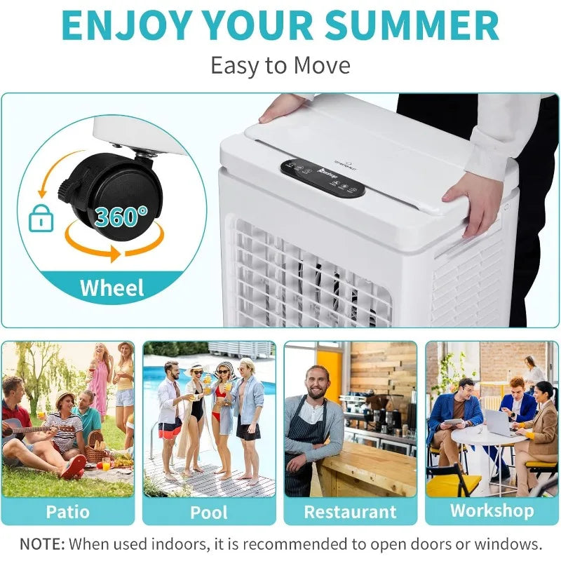 Evaporative Air Cooler w/ 10.6 Gallon Water Tank, 3-in-1 Cooling Fan