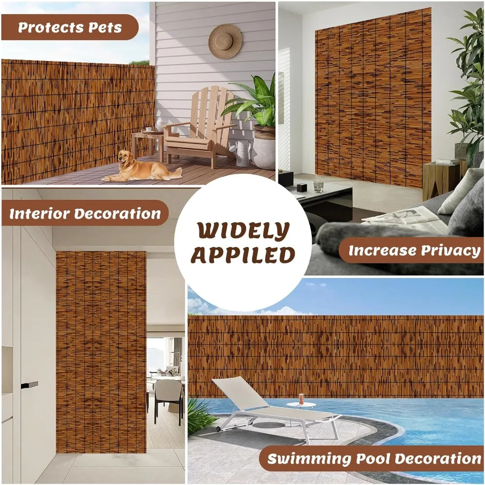 Brown Reed Privacy Bamboo Fence Roll 6 Feet Partition
