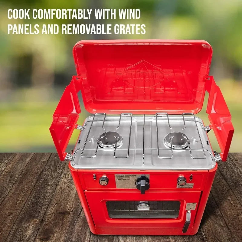 CSA Approved Portable Propane-Powered 2-Burner Stove & Oven