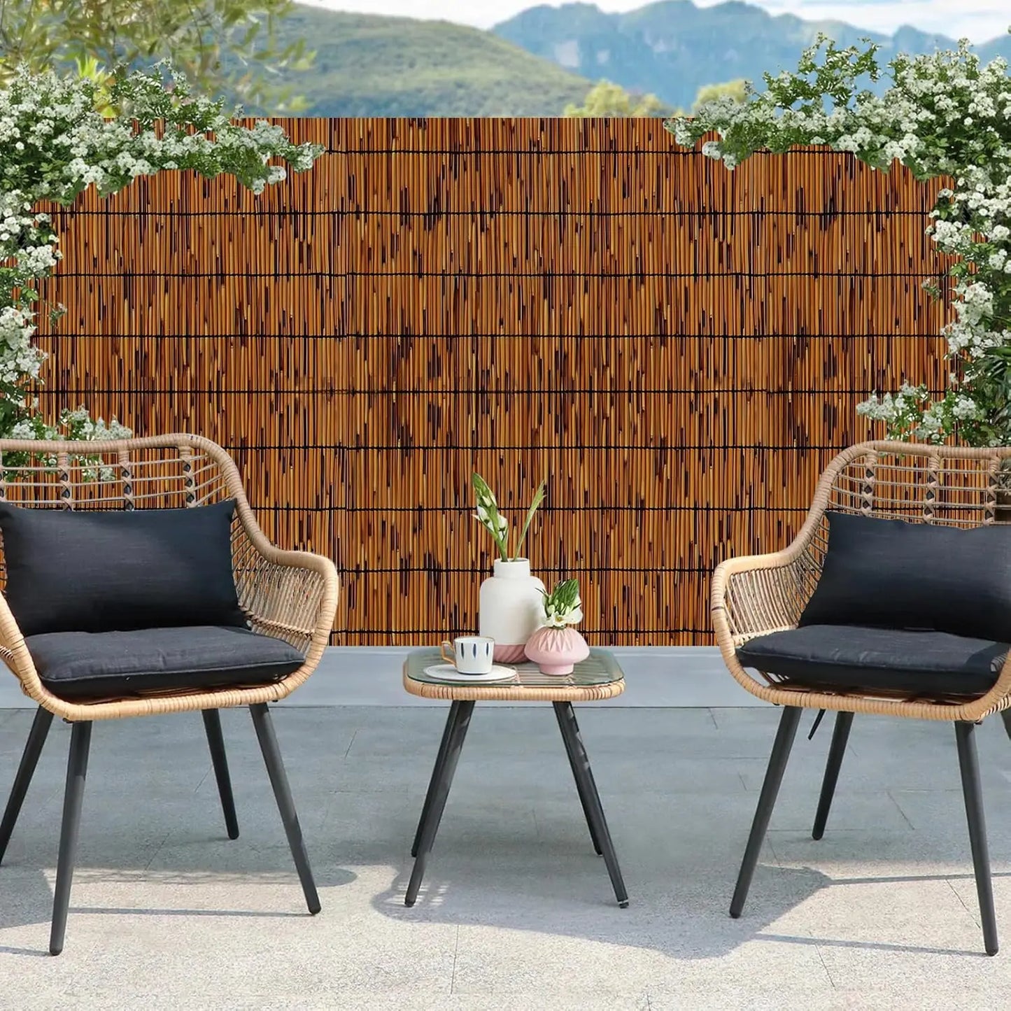 Brown Reed Privacy Bamboo Fence Roll 6 Feet Partition