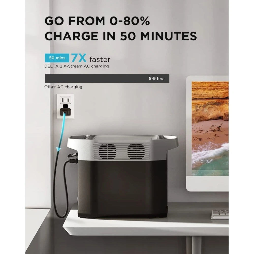 Portable Power Station DELTA2 with Smart Extra Battery Solar Generator for Home Backup