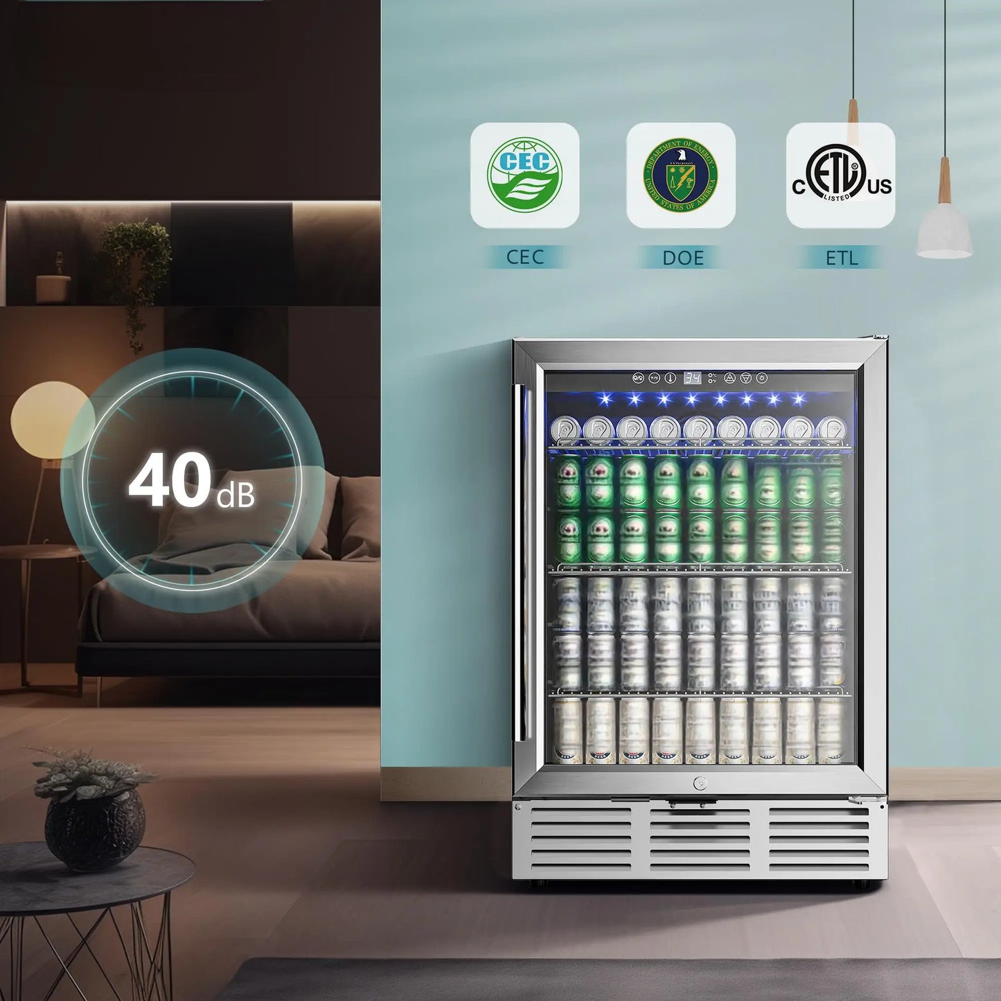 24Inch 180 Can Built-in Beverage Cooler Fridge