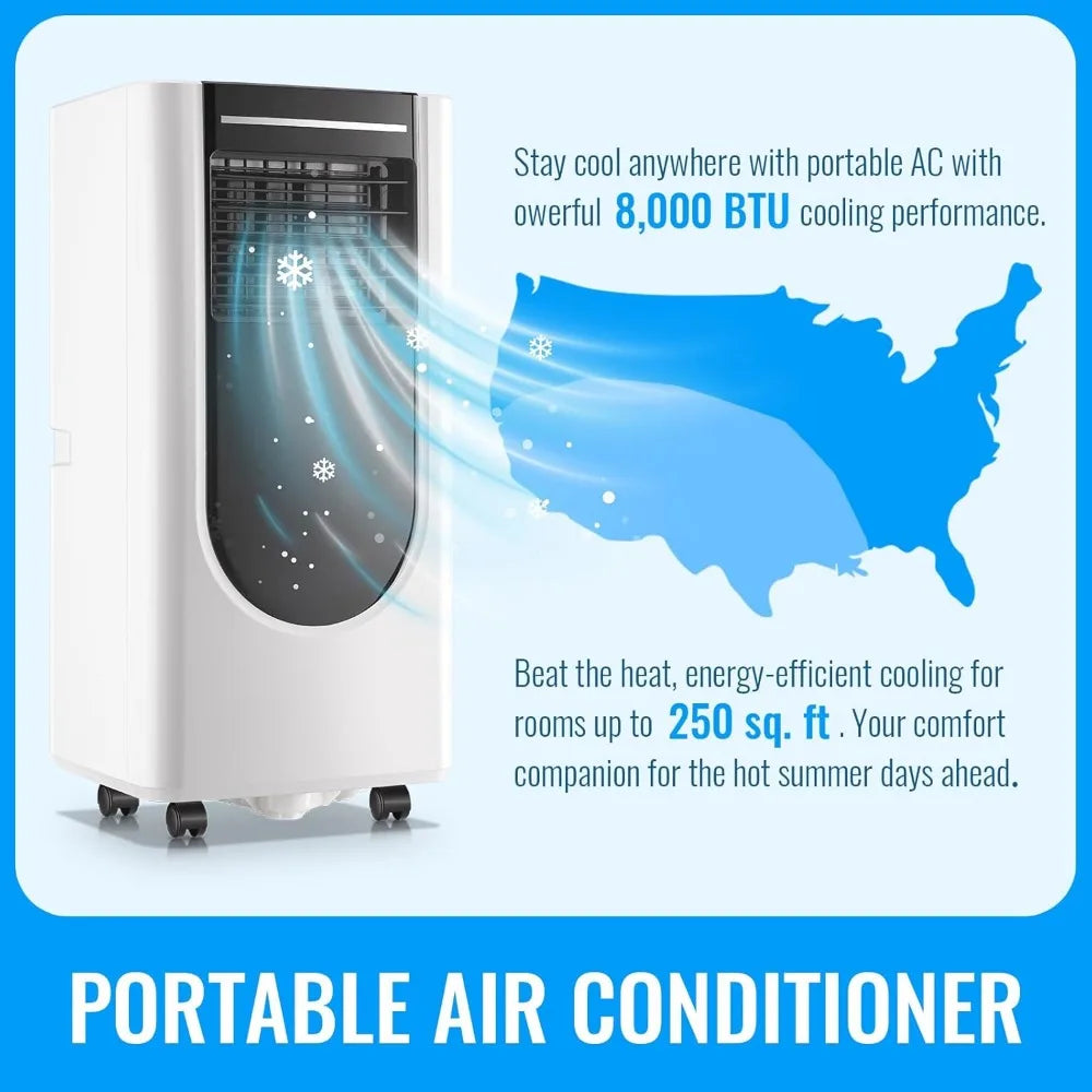Portable 3-in-1 a/c unit  8000 BTU remote + window kit