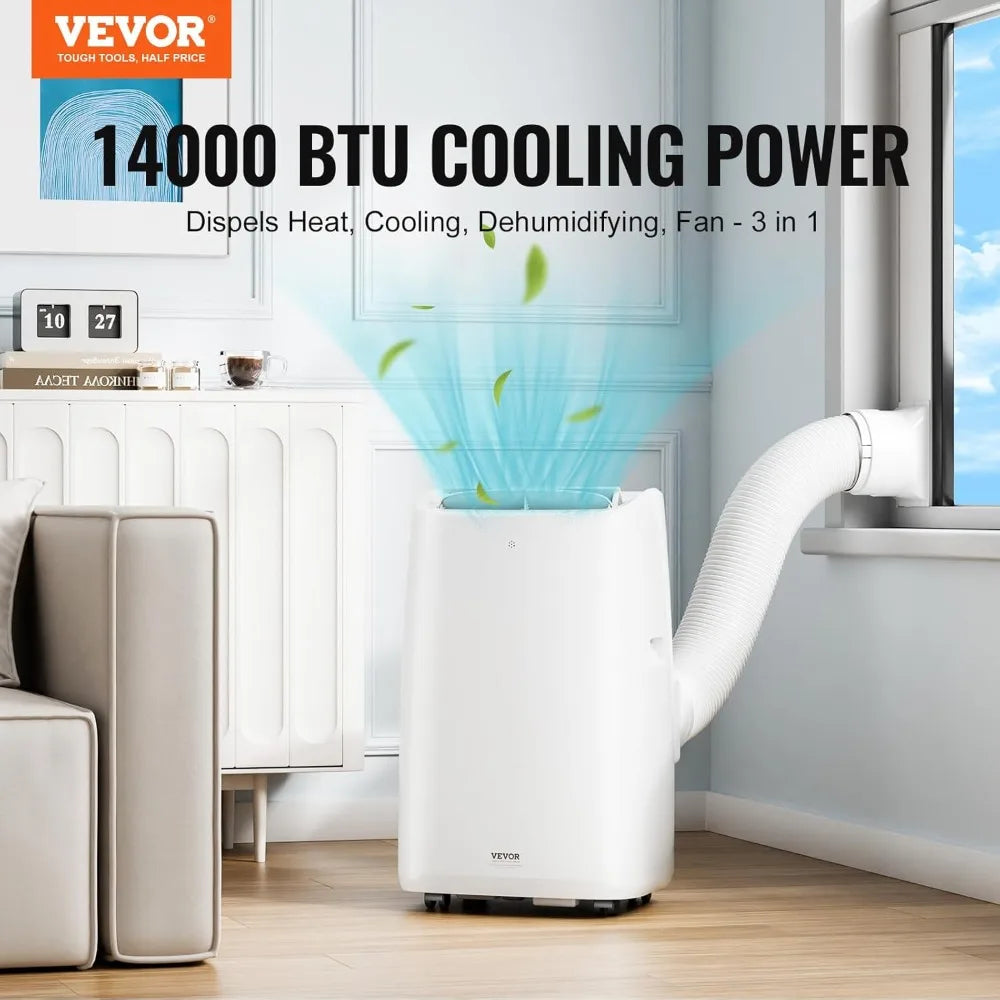 Portable air conditioner 14000 BTU, air conditioning unit, built-in 3-in-1 cooling, dehumidifier, and fan mode