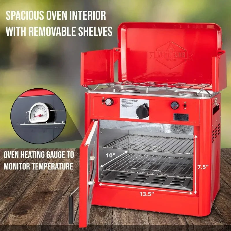 CSA Approved Portable Propane-Powered 2-Burner Stove & Oven